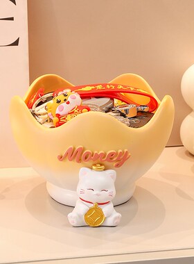 招财猫钥匙收纳创意摆件入户门玄关鞋柜装饰客厅旺宅乔迁新居礼物