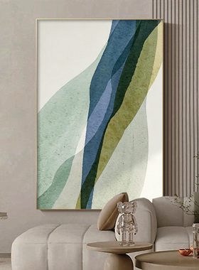 流光异彩客厅装饰画绿色抽象沙发背景墙挂画简约线条书房玄关壁画
