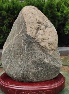 包邮 泰山石敢当 30CM泰山原石 镇宅石头 带木座 靠山石 摆件室内