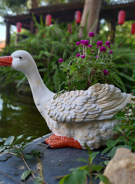 户外花园庭院装饰卡通鸭子花缸创意花盆摆件鱼池造景多肉绿植盆栽