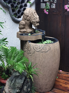 茶室中式户外流水摆件循环水系景观室外鱼池乔迁礼物庭院造景布置