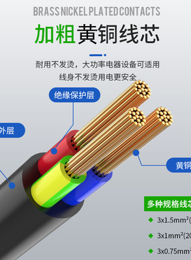 电脑电源线三孔电饭锅煲台式主机显示器印表机水壶大功率电线插头