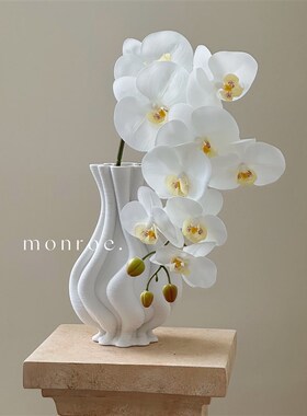 多头蝴蝶兰 兰花仿真花白色黄色假花摆件装饰餐桌卧室桌面花瓶