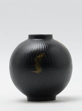 新中式黑色花瓶小摆件客厅陶瓷插花花器样板间酒店展示柜软装瓷器