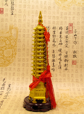 纯铜文昌塔摆件大号九13层加厚铜塔装饰礼品家居书桌办公风水摆设