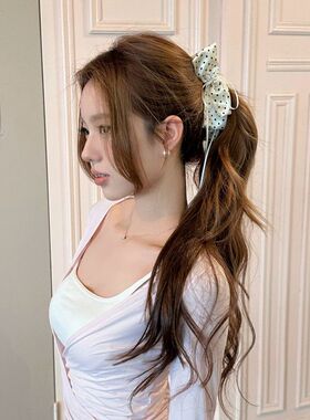【蜜桃茶】浅尝ballet 波点蝴蝶结香蕉夹温柔风后脑勺高马尾发夹