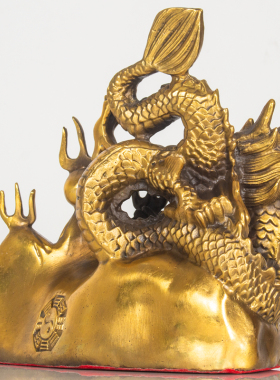 纯黄铜避火龙辟火厨房乾位乾卦西北角火烧天门家居工艺品龙摆件