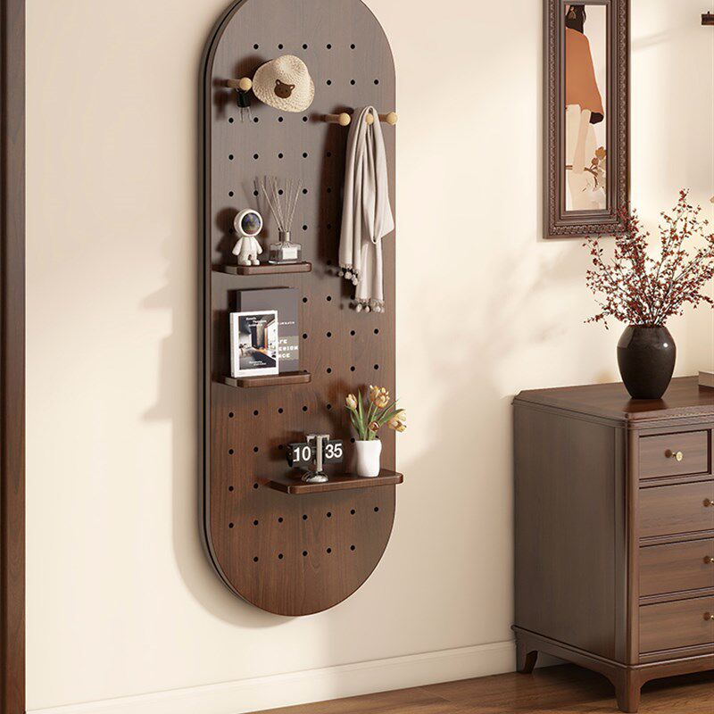 Hole board solid wood entryway storage rack hidden sliding full-length mirror dressing mirror wall-mounted entranceway fitting mirror