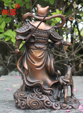 宇卓铜器杨戬 纯铜二郎神工艺品摆饰二郎真君黄铜杨二郎铜像