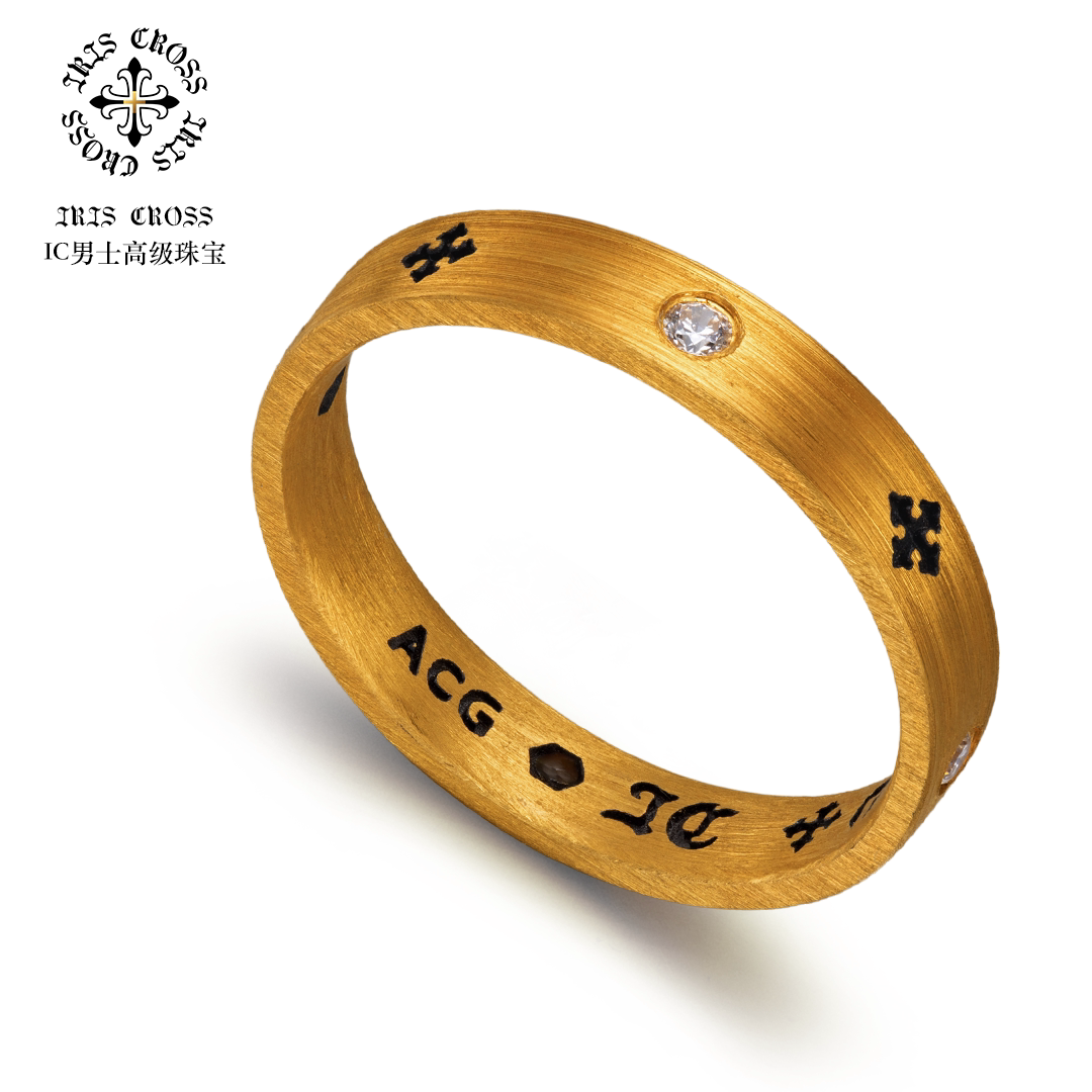 IRIS CROSS pre-sale customized gold ring solid pure gold LOVE black gold couple ring