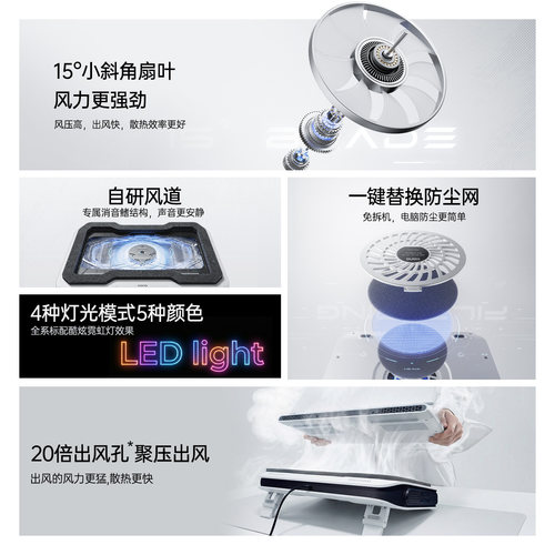 【旗舰新品】绿巨能V11笔记本散热器压风式散热底座静音降噪风压式游戏本专用手提电脑支架防尘涡轮V10/V12 - 图0