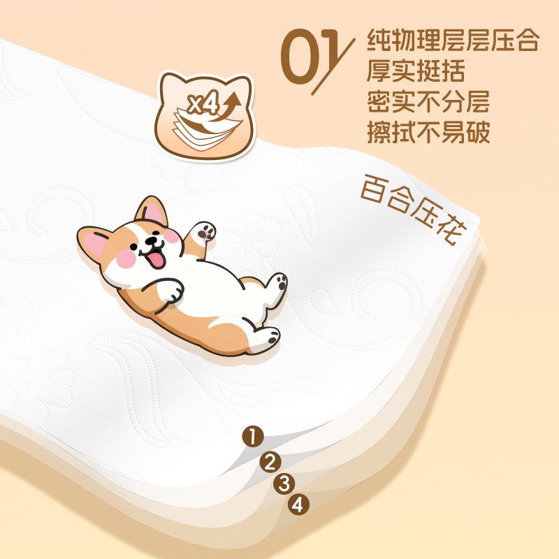 森宝黄色柯基100%原生木浆加厚加大家用柔软亲肤20包囤货实惠整箱