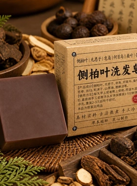 侧柏叶何首乌无患子皂角茶油纯手工冷制洗发皂护发植物蓬松养发