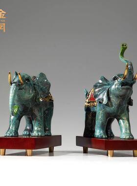 《财富吉象》铜金岁月大象黄铜摆件工艺品新中式家居客厅玄关装饰