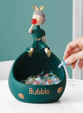 泡泡女孩玄关入户进门放钥匙收纳摆件网红轻奢客厅创意家居装饰品