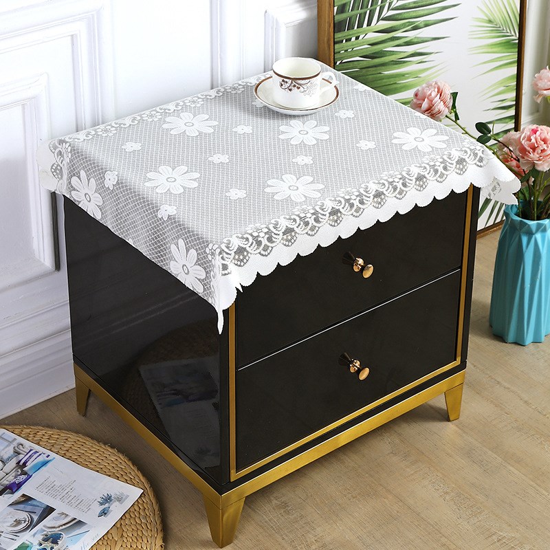 Lace coffee table cloth rectangular dust-proof cover cloth home cloth simple style plain color chrysanthemum tablecloth