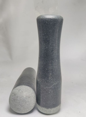 天然石头蒜臼子捣蒜器研磨器棒子青石蒜锤子石臼捣碎器捣药充蒜锤
