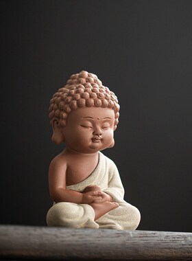 中式创意紫砂如来佛像小摆件家居客厅博古架茶室桌面禅意装饰摆设