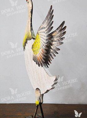 乡村样板间庭院花园站立铁质白鸭鹅摆件 户外摆件装饰园艺鸭子