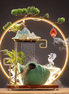 新中式流水摆件创意循环水客厅招财装饰品办公室桌面开业乔迁礼物