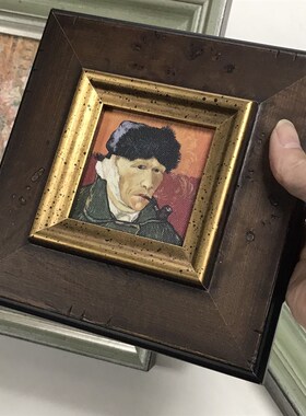 【可以定制】深柚木金色小众挂画百搭木皮实木画框支持定制