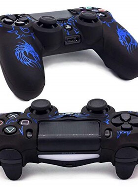 索尼ps4手柄保护套PS4手柄硅胶套镭雕恶龙防滑防汗送龙纹摇杆帽
