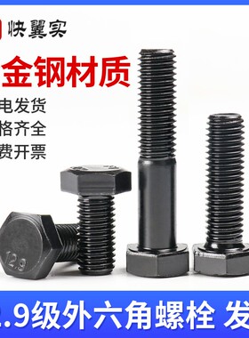12.9级全牙外六角螺栓M4M5M6M8M30M42高强度外六方螺丝螺钉DIN933