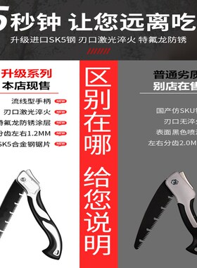 锯树锯子手锯家用小型手持木工快速折叠锯木头手工据新款伐木刀锯