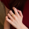 Queyunlai ancient gold point diamond 999 pure gold ring for women with a wealth of rings, luxurious shiny light luxury gift