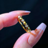 Queyunlai 999 solid gold dot diamond ring gold love ring fashion personality niche ins style gift for girlfriend