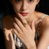 Queyunlai 999 Pure Gold Shiny Ring Gold Mirror Irregular Ring Fashion Personality Niche Ins Style