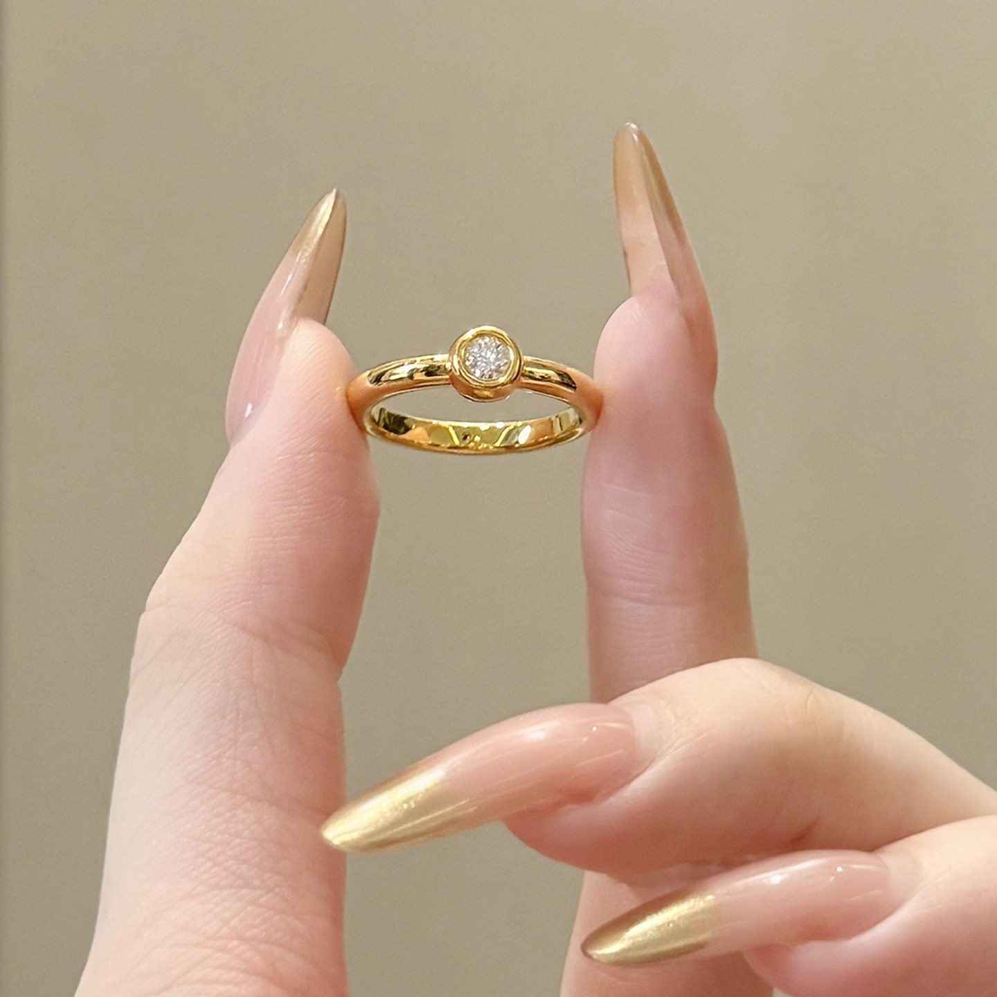 Queyunlai 5D gold dot diamond ring pure gold 999 bubble ring light luxury fashion high-end gift to your girlfriend
