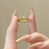 Queyunlai 5D gold dot diamond ring pure gold 999 bubble ring light luxury fashion high-end gift to your girlfriend