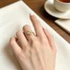 Queyunlai gold dot diamond ring pure gold 999 double ring lucky flower simple women's ring as a gift for your girlfriend