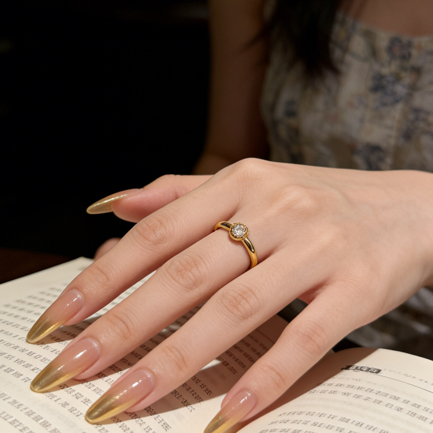 Queyunlai 5D gold dot diamond ring pure gold 999 bubble ring light luxury fashion high-end gift to your girlfriend