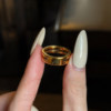 Queyunlai 5D dot diamond gold ring women's gold 999 double ring gold shine ring personalized fashion high-end gift