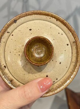 惊蛰 老岩泥手工柴烧窑变盖碗茶碗泡茶器粗陶中式家用落日盖碗