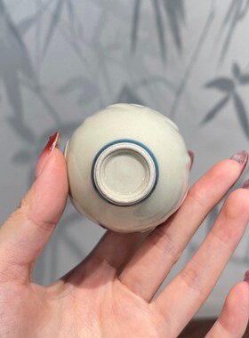惊蛰 草木灰手绘紫藤花蕊主人杯 浮雕茶杯品茗杯功夫茶具 釉下彩