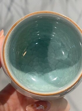 惊蛰 秘色汝窑冰花开片茶杯大容量龙蛋主人杯品茗杯功夫茶具茶盏