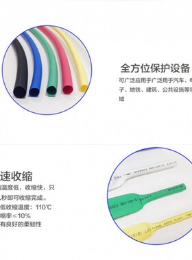蓝色热缩管1米 绝缘收缩套管0.6MM-12MM散剪
