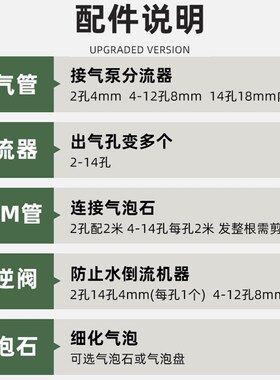 鱼缸氧气泵配件增氧管气管气泡石分流器沙头气石软管成套养鱼用具