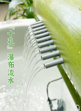 古法养鱼过滤器竹筒瀑布式流水水循环系统圆形陶瓷鱼缸竹子水泵