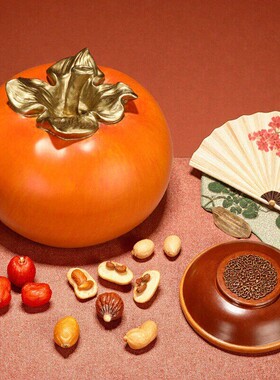 黄铜柿子摆件事事如意客厅办公室