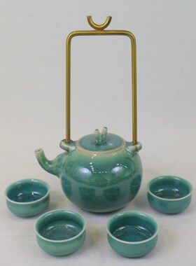 新中式禅意窑变茶具摆件样板间客厅茶室几茶壶茶杯陶瓷装饰摆设品