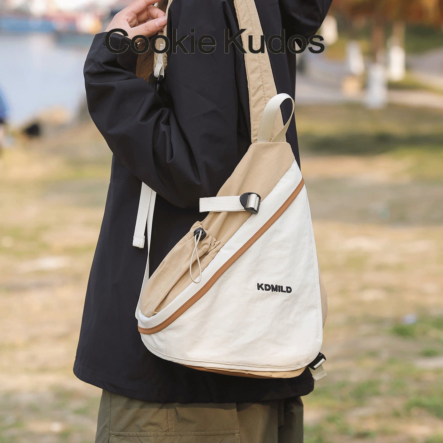 Cookie Kudos contrasting color crossbody chest bag for men and women outdoor leisure sports waterproof lightweight large capacity storage bag