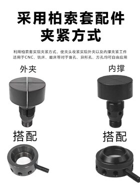 CNC加工中心内撑夹头柏索内撑夹具盲孔十字夹铣床工装外夹电脑锣