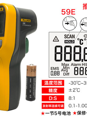 FLUKE福禄克F59E温度计62 MT4 MAX+红外线测温仪点温枪烘焙油雷泰