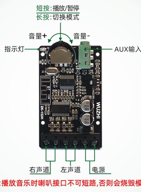 WuzhiAudio10W/15W/20W双声道立体声迷你蓝牙数字功放板模块9/12V
