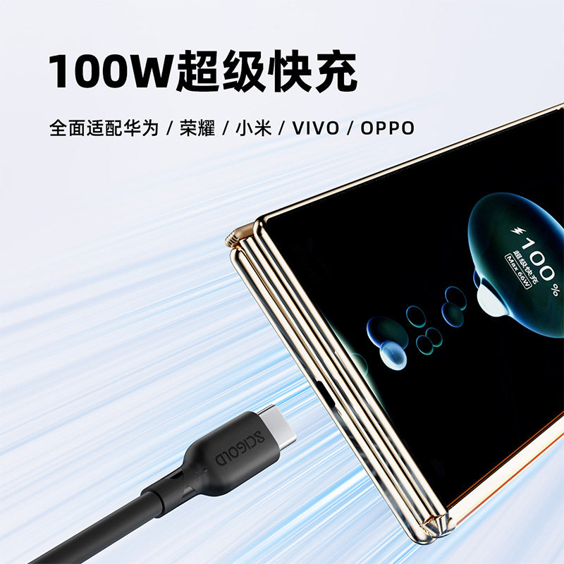 世高 适配华为苹果充电线器快充60W/100W双头Type-c数据线