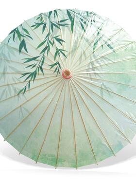 非遗手工油纸伞防雨防晒古风汉服古典古代舞蹈专用道具绿色茉莉花